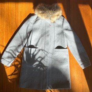 Crewcuts Wool Blend Faux Fur Collar Coat- Medium Length- size 14